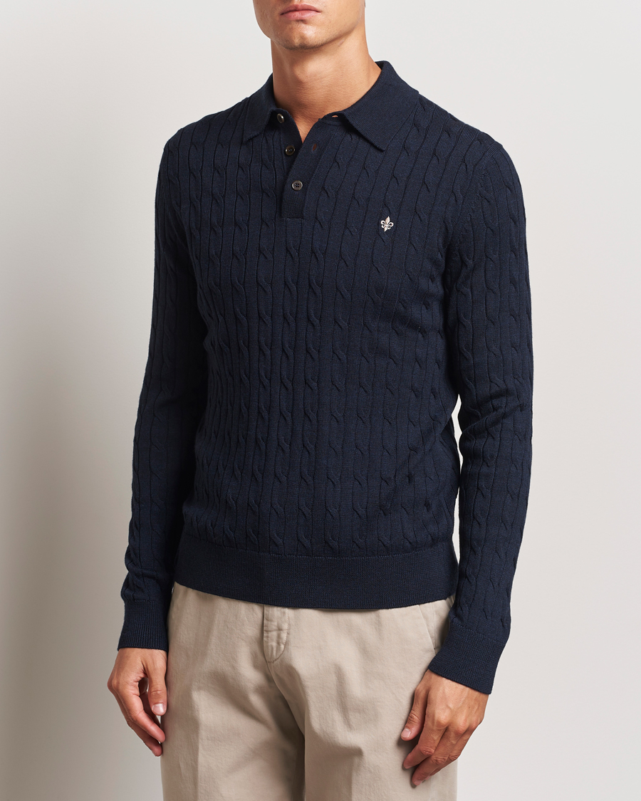 Homme | Pulls Et Tricots | Morris | Merino Cable Polo Knit Navy