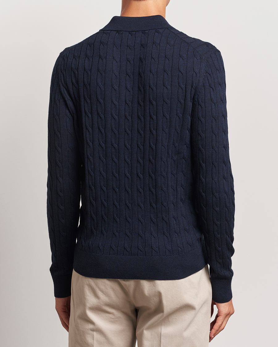 Homme | Pulls Et Tricots | Morris | Merino Cable Polo Knit Navy
