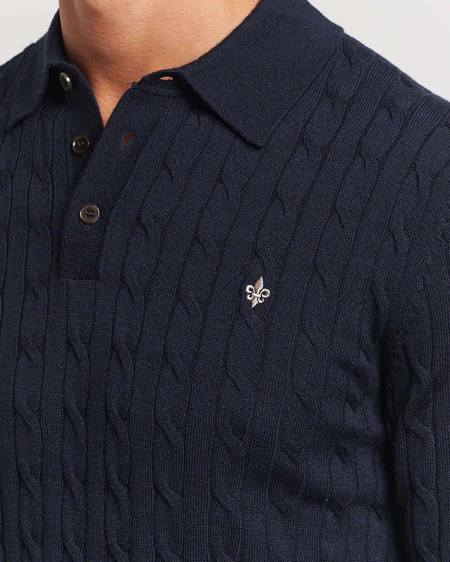 Homme | Pulls Et Tricots | Morris | Merino Cable Polo Knit Navy