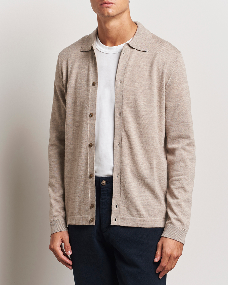 Homme | Pulls Et Tricots | Morris | Merino Knitted Shirt Khaki