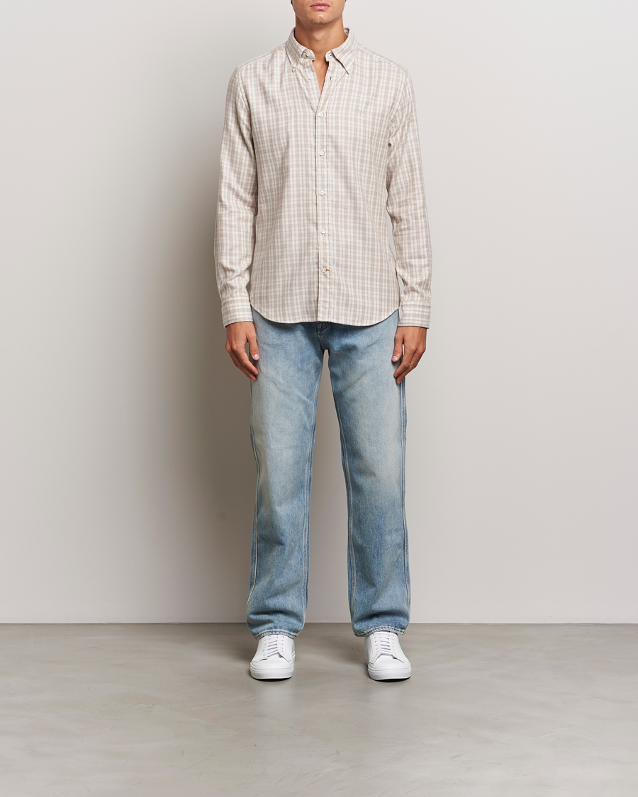 Homme | Chemises | Morris | Soft Check Flannel Shirt Khaki