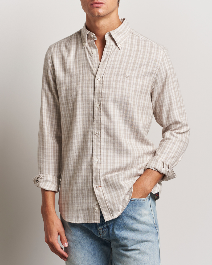 Homme | Chemises | Morris | Soft Check Flannel Shirt Khaki