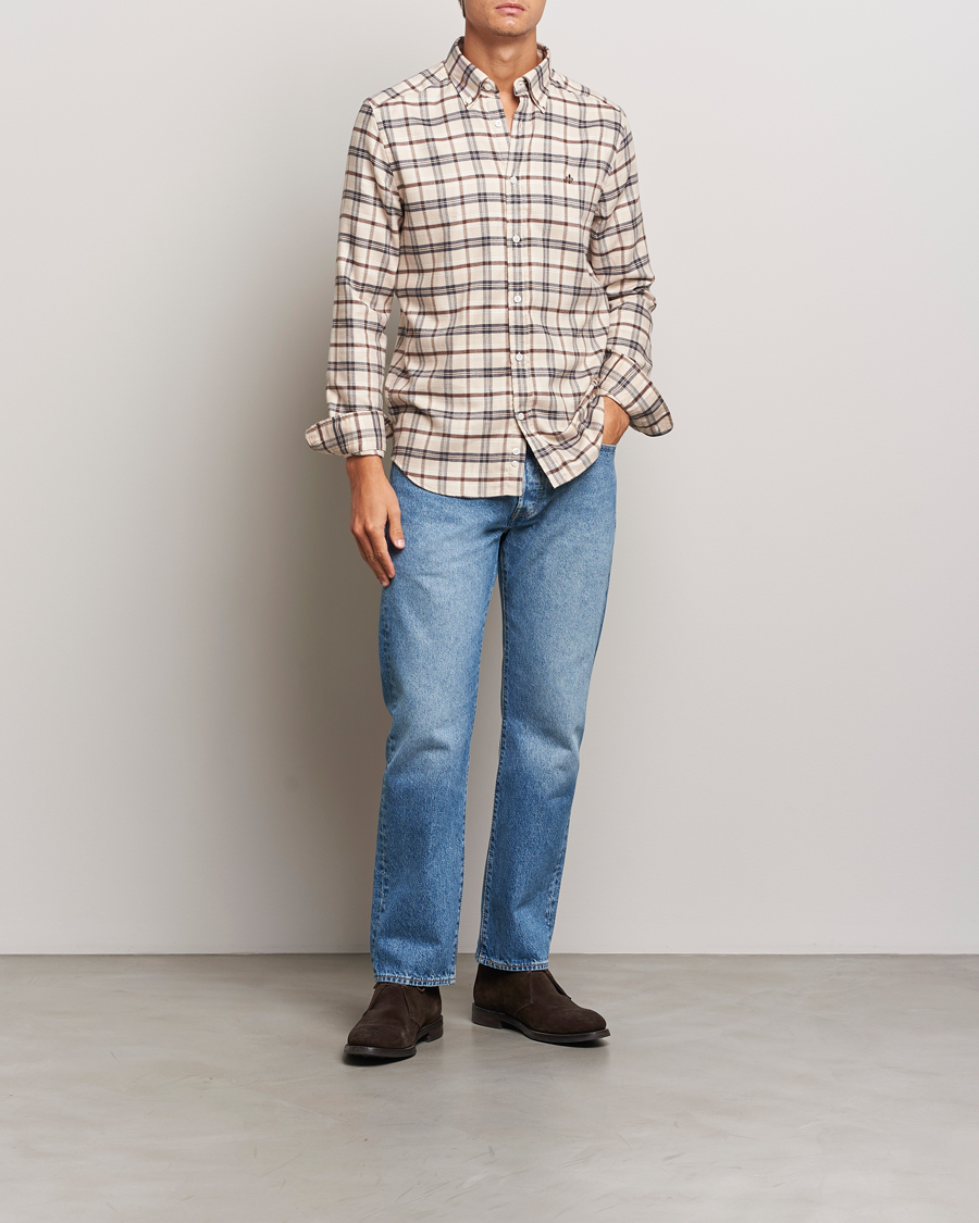 Homme | Chemises | Morris | Soft Check Flannel Shirt Camel