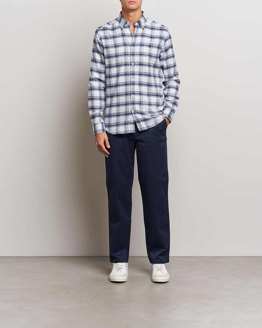 Homme | Chemises | Morris | Soft Check Flannel Shirt Blue