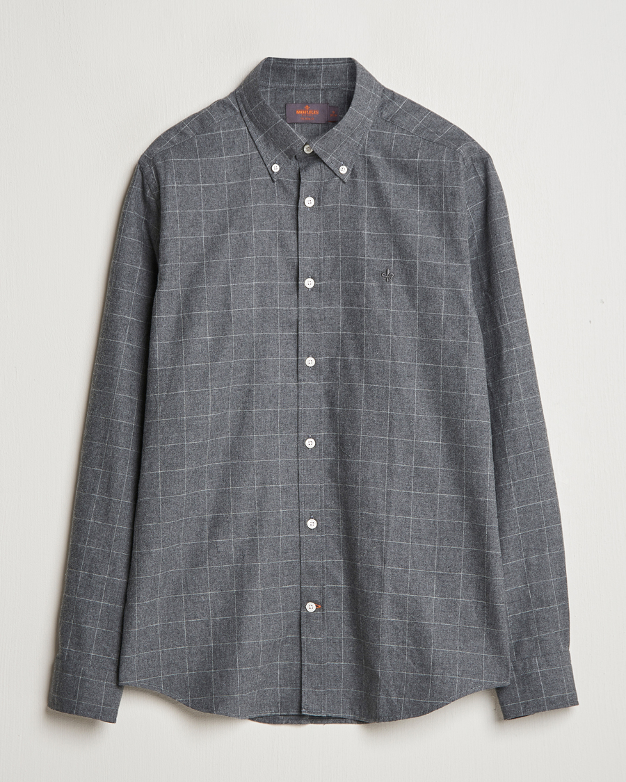 Homme | Chemises | Morris | Flannel Overcheck Shirt Grey