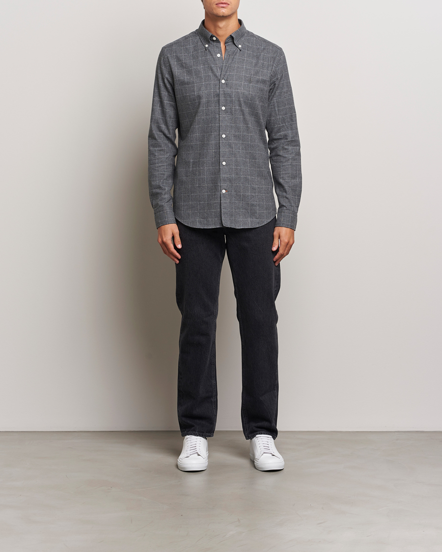 Homme | Chemises | Morris | Flannel Overcheck Shirt Grey