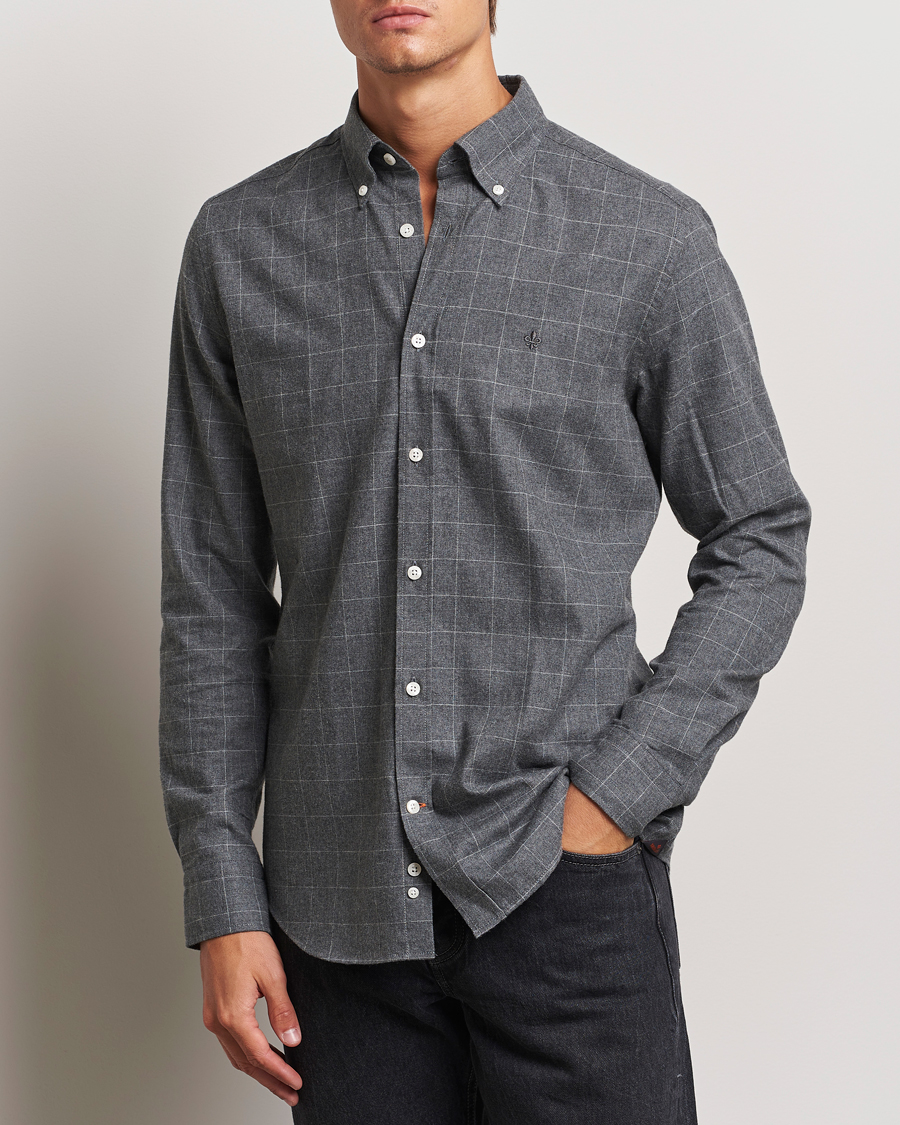 Homme | Chemises | Morris | Flannel Overcheck Shirt Grey