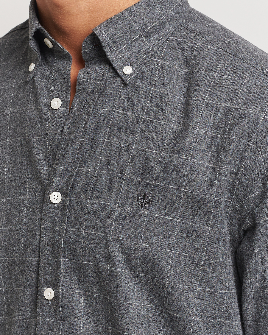 Homme | Chemises | Morris | Flannel Overcheck Shirt Grey