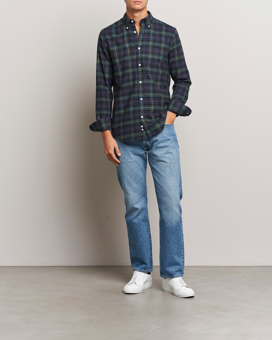 Homme | Chemises | Morris | Flannel Tartan Shirt Navy