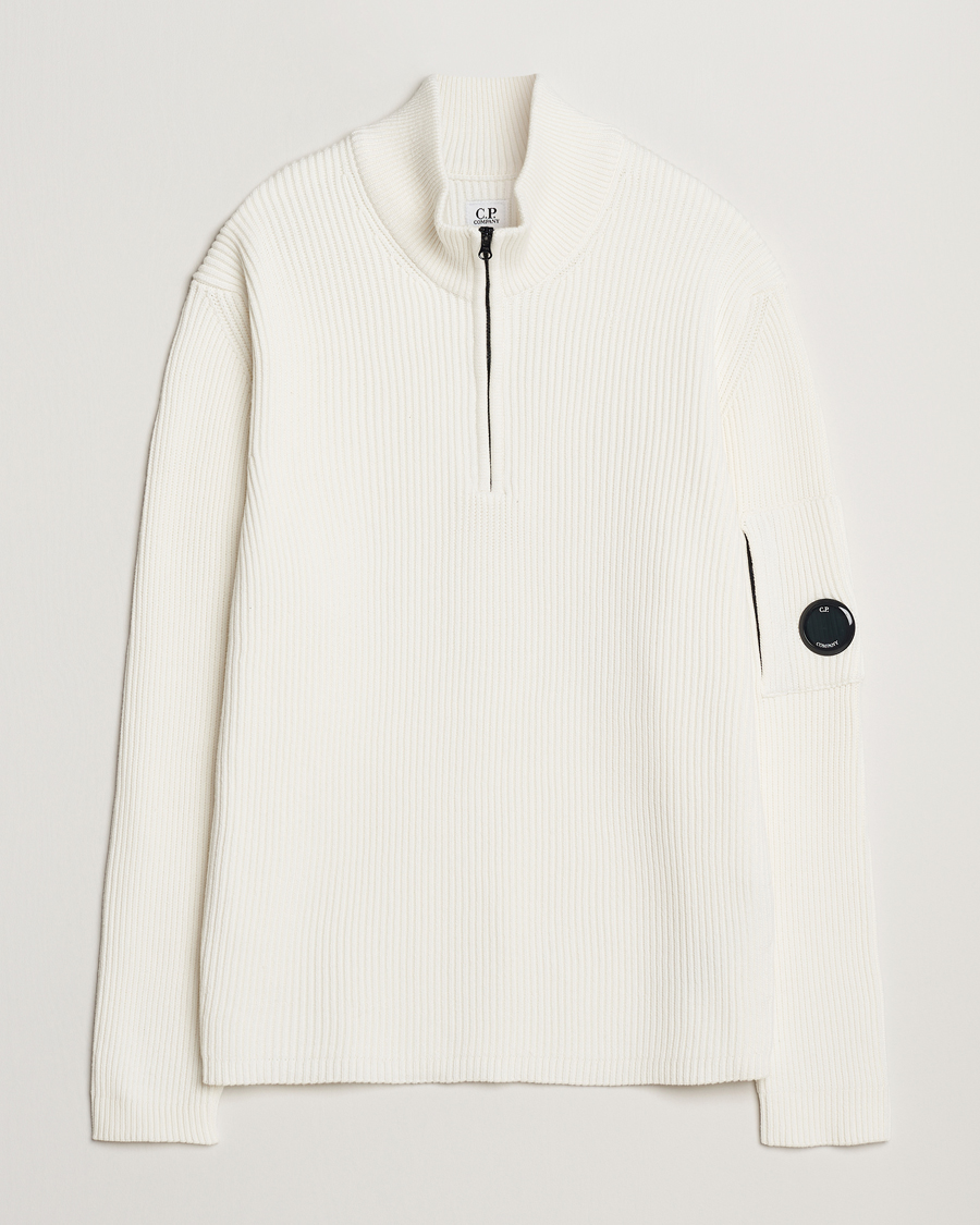 Homme | Pulls Et Tricots | C.P. Company | Full Rib Knitted Cotton Half Zip Off White