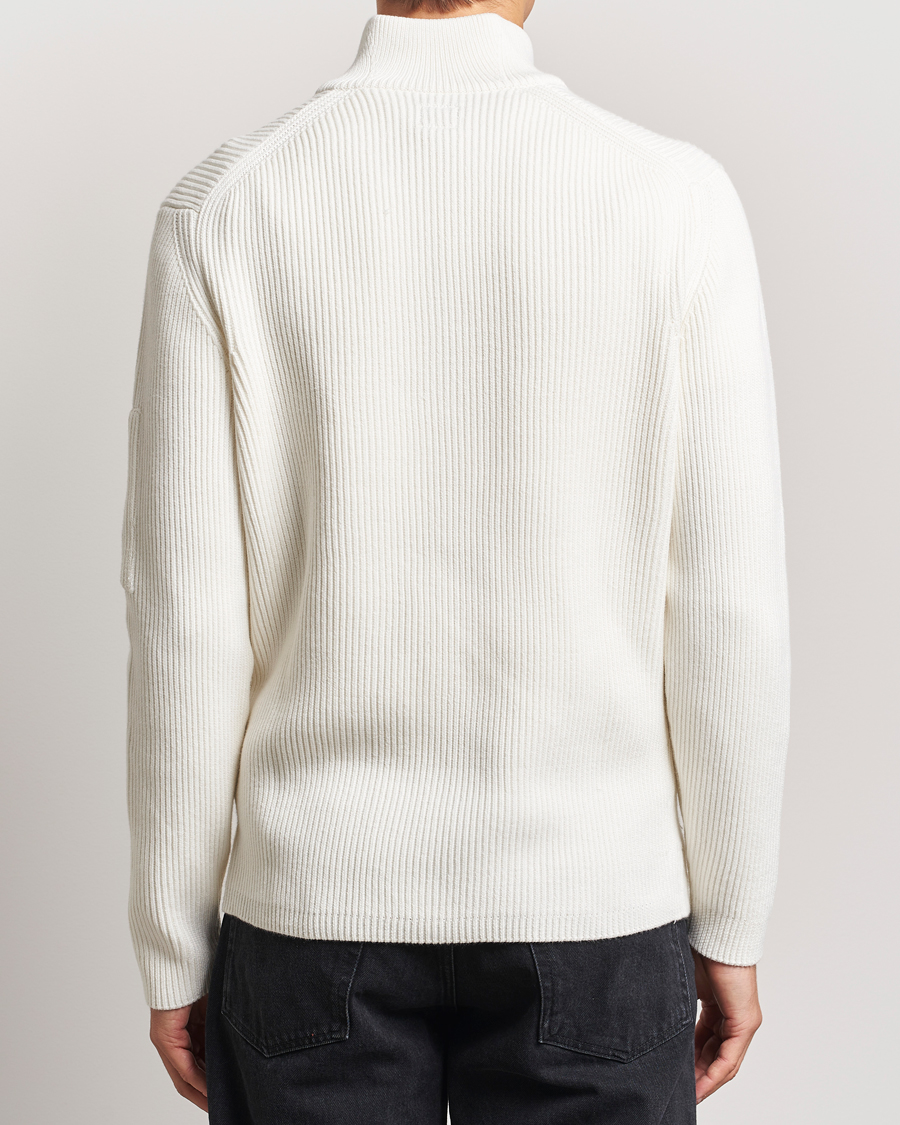 Homme | Pulls Et Tricots | C.P. Company | Full Rib Knitted Cotton Half Zip Off White