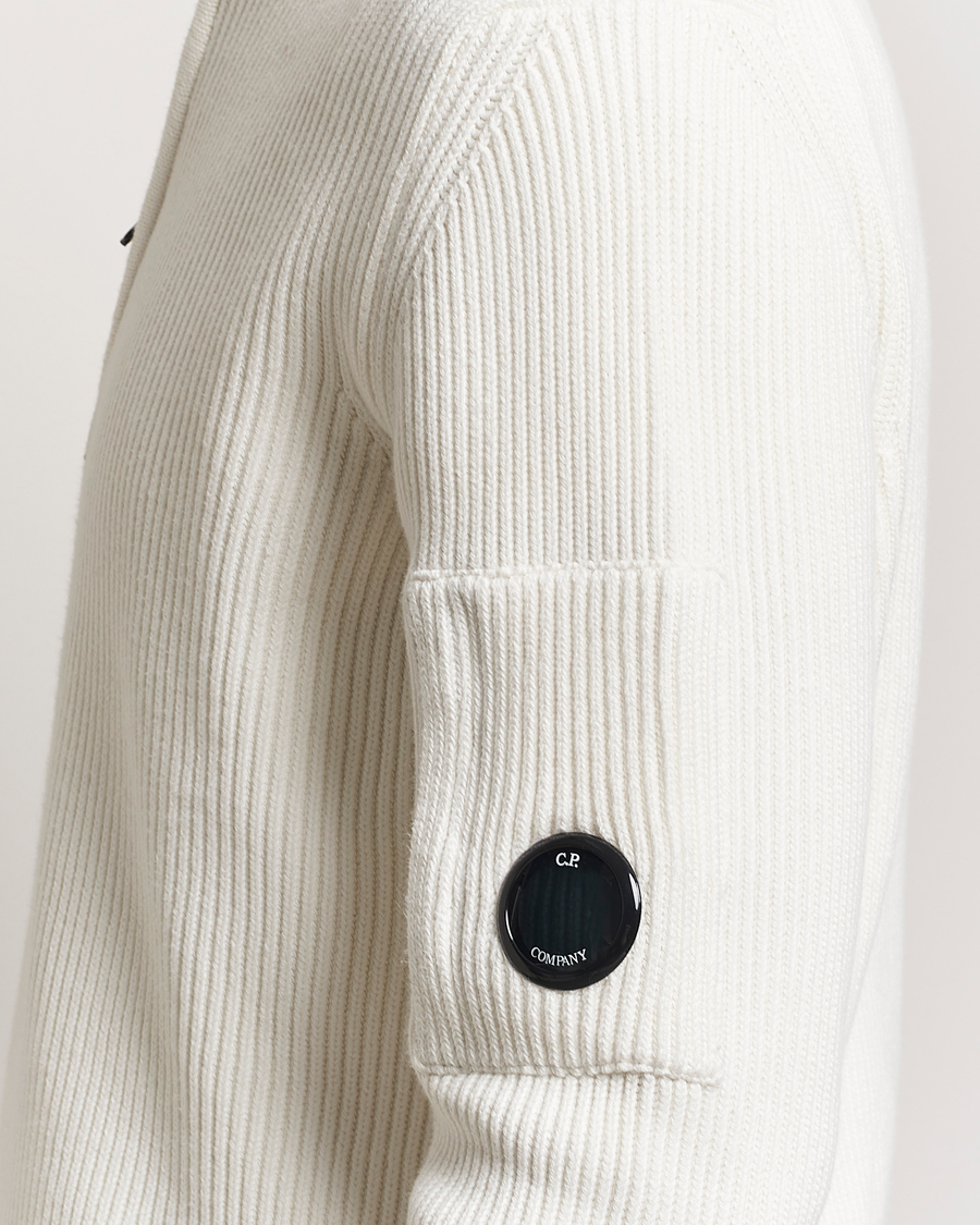 Homme | Pulls Et Tricots | C.P. Company | Full Rib Knitted Cotton Half Zip Off White