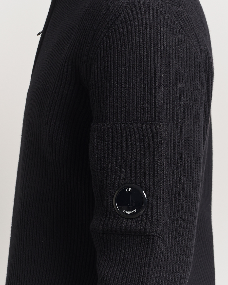 Homme | Pulls Et Tricots | C.P. Company | Full Rib Knitted Cotton Half Zip Black