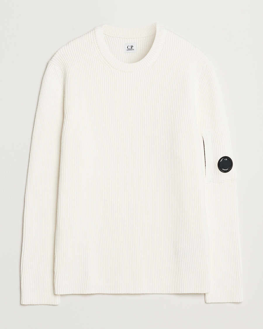 Homme | Pulls Et Tricots | C.P. Company | Full Rib Knitted Cotton Crew Neck Off White