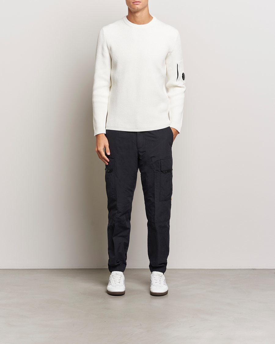 Homme | Pulls Et Tricots | C.P. Company | Full Rib Knitted Cotton Crew Neck Off White