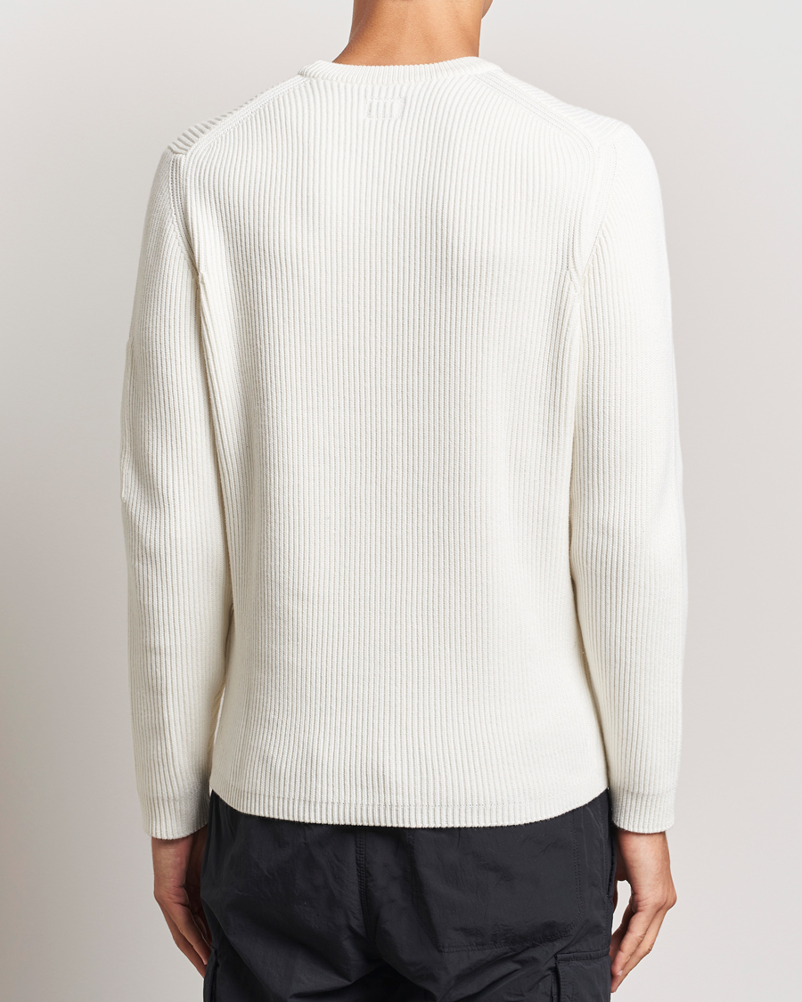 Homme | Pulls Et Tricots | C.P. Company | Full Rib Knitted Cotton Crew Neck Off White