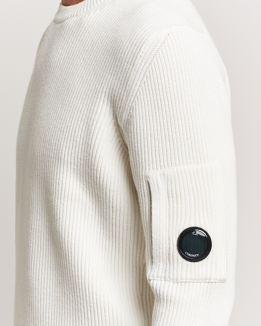 Homme | Pulls Et Tricots | C.P. Company | Full Rib Knitted Cotton Crew Neck Off White