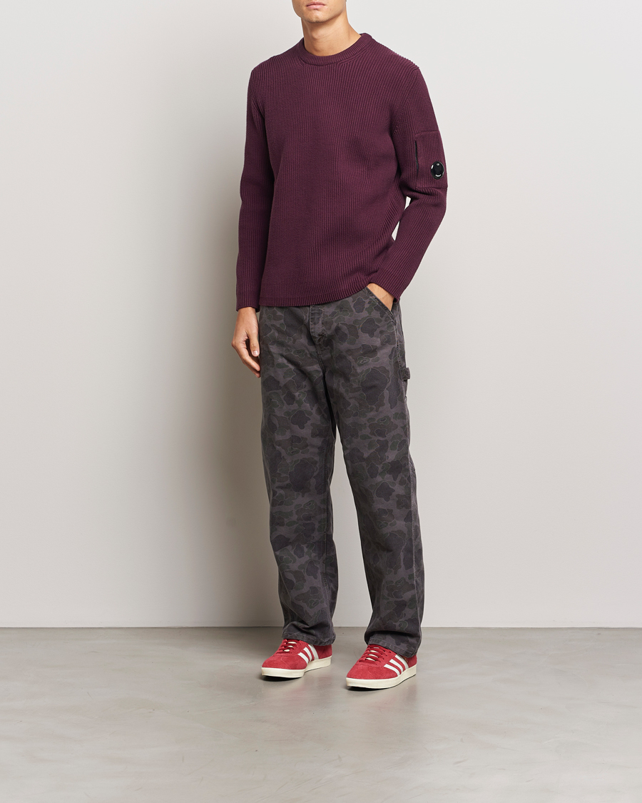 Homme | Pulls Et Tricots | C.P. Company | Full Rib Knitted Cotton Crew Neck Burgundy