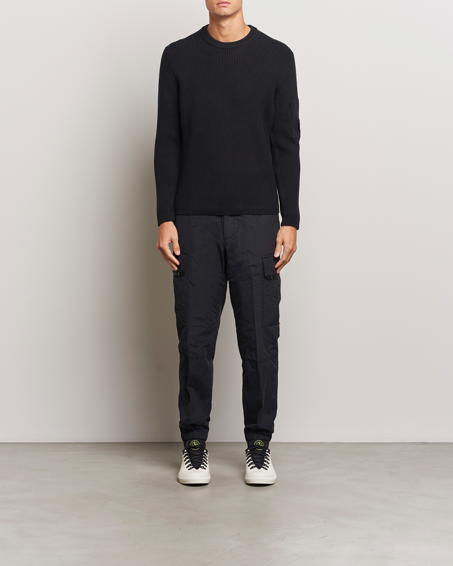 Homme | Pulls Et Tricots | C.P. Company | Full Rib Knitted Cotton Crew Neck Black