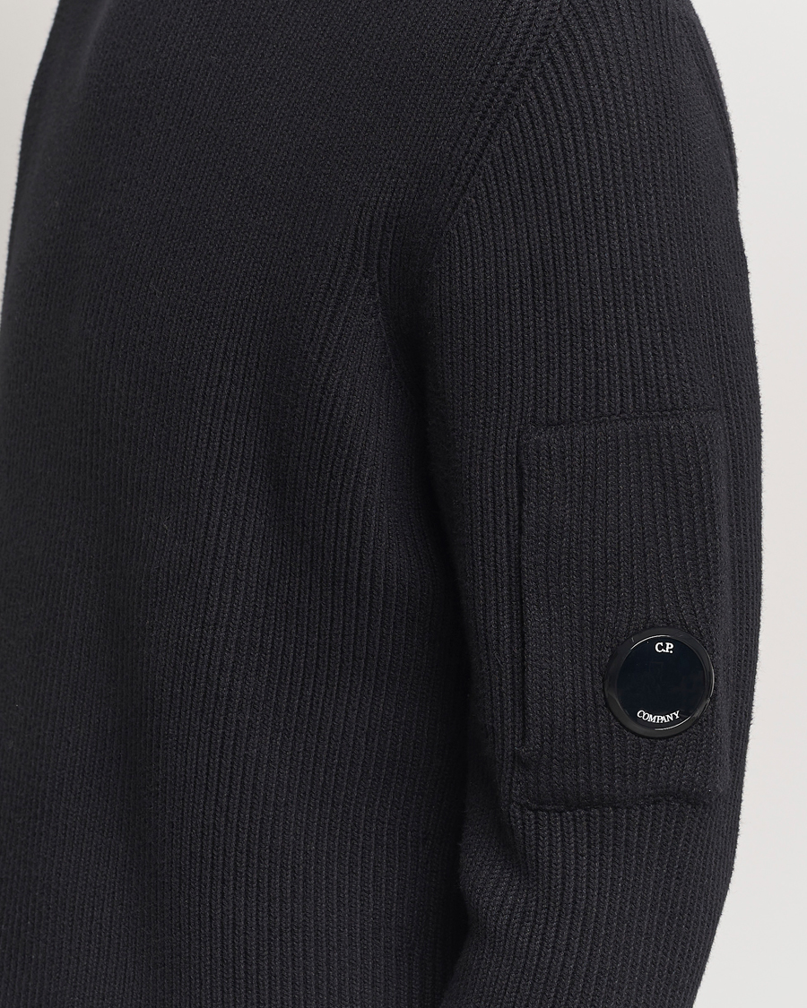 Homme | Pulls Et Tricots | C.P. Company | Full Rib Knitted Cotton Crew Neck Black
