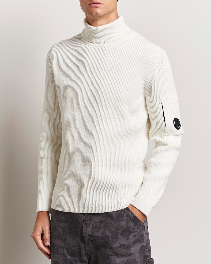 Homme | Pulls Et Tricots | C.P. Company | Full Rib Knitted Cotton Rollneck Off White