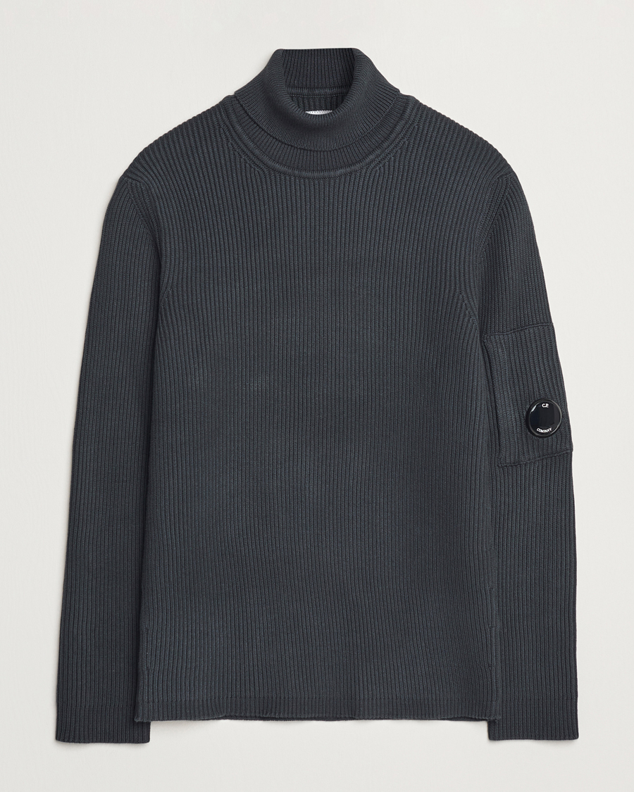 Homme | Pulls Et Tricots | C.P. Company | Full Rib Knitted Cotton Rollneck Grey Black