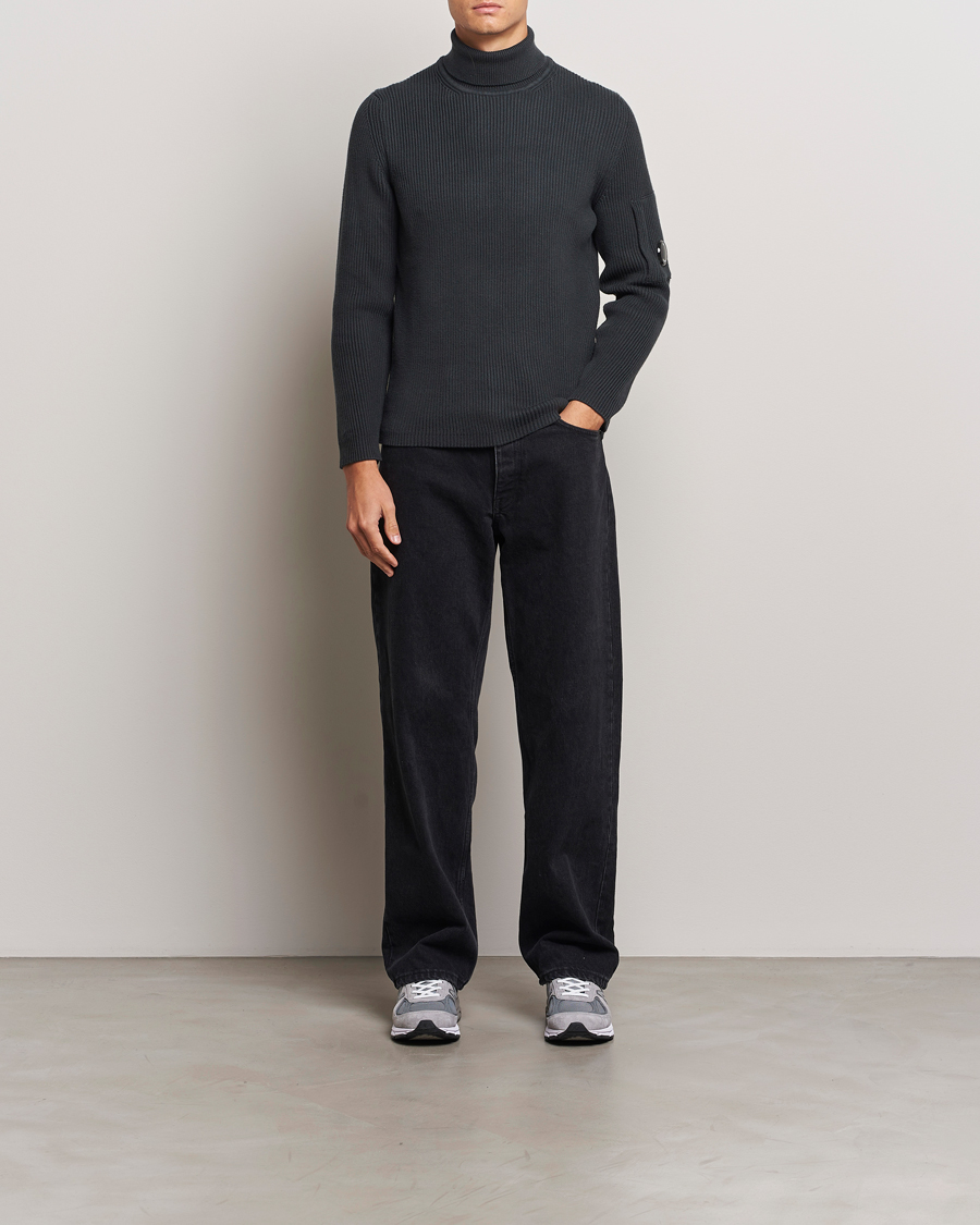 Homme | Pulls Et Tricots | C.P. Company | Full Rib Knitted Cotton Rollneck Grey Black