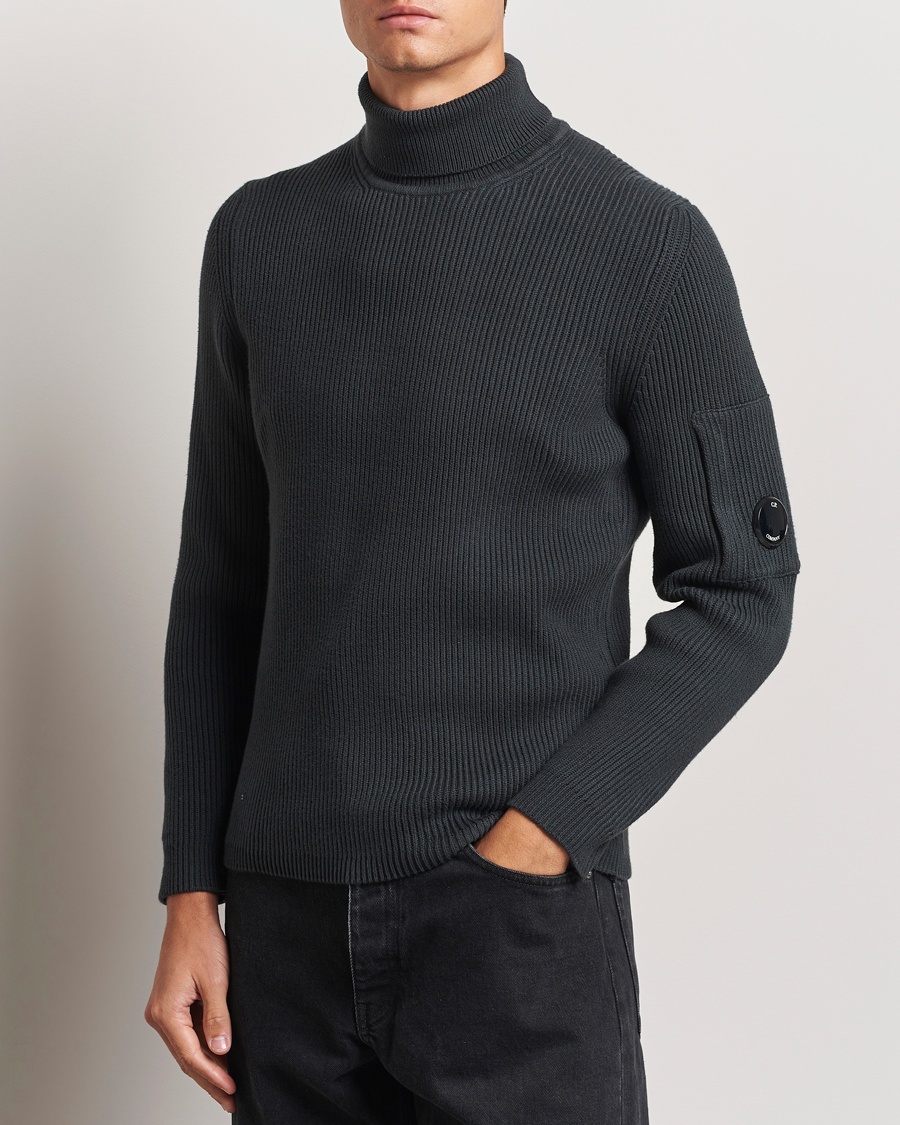 Homme | Pulls Et Tricots | C.P. Company | Full Rib Knitted Cotton Rollneck Grey Black