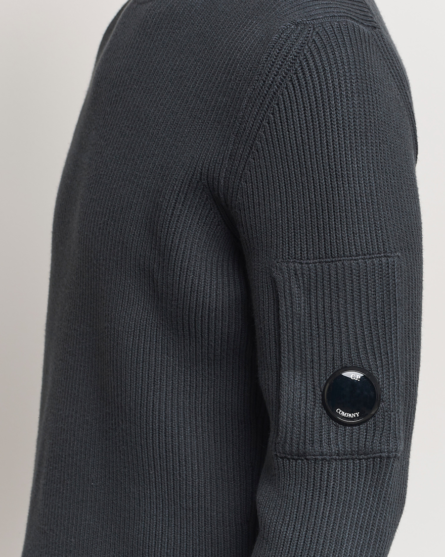 Homme | Pulls Et Tricots | C.P. Company | Full Rib Knitted Cotton Rollneck Grey Black