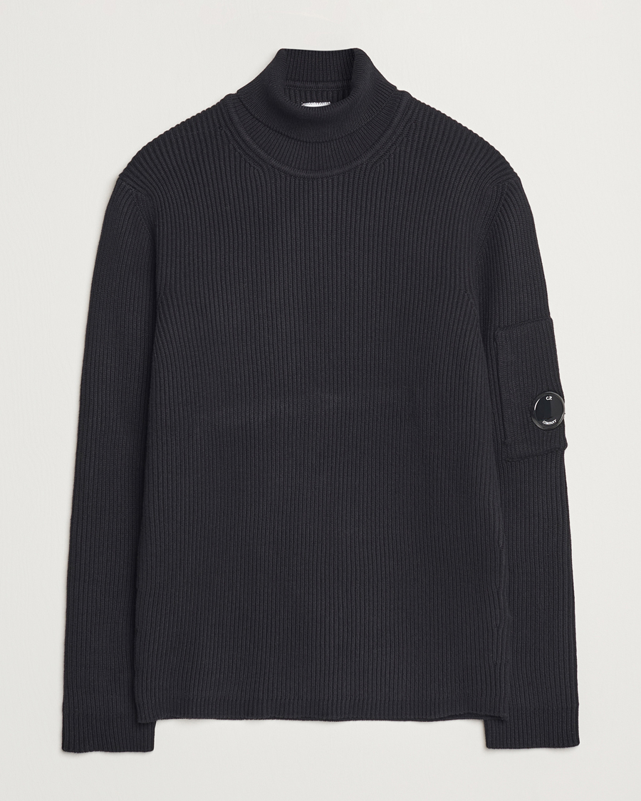 Homme | Pulls Et Tricots | C.P. Company | Full Rib Knitted Cotton Rollneck Black