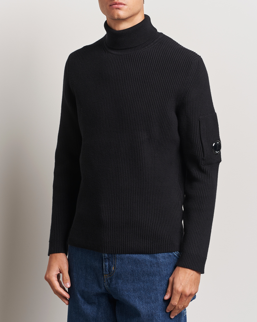 Homme | Pulls Et Tricots | C.P. Company | Full Rib Knitted Cotton Rollneck Black