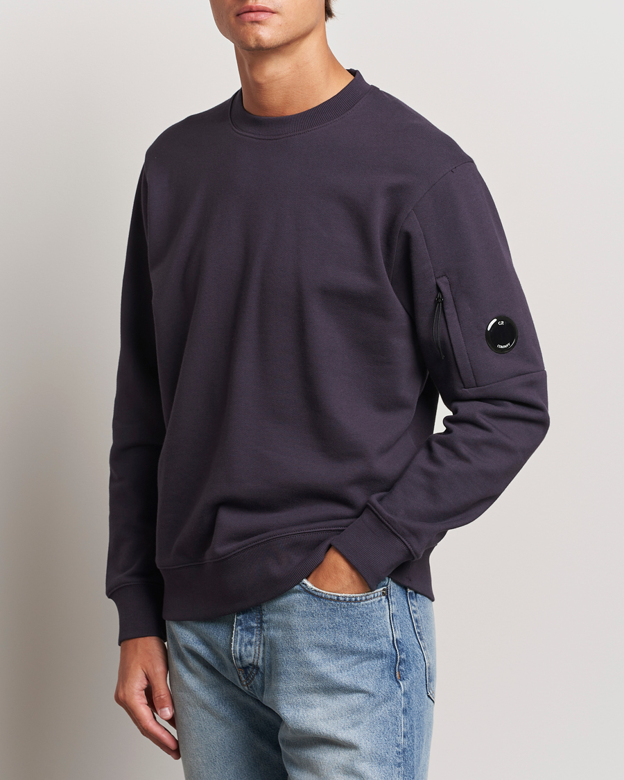 Homme | Pulls Et Tricots | C.P. Company | Diagonal Raised Fleece Lens Sweatshirt Washed Navy