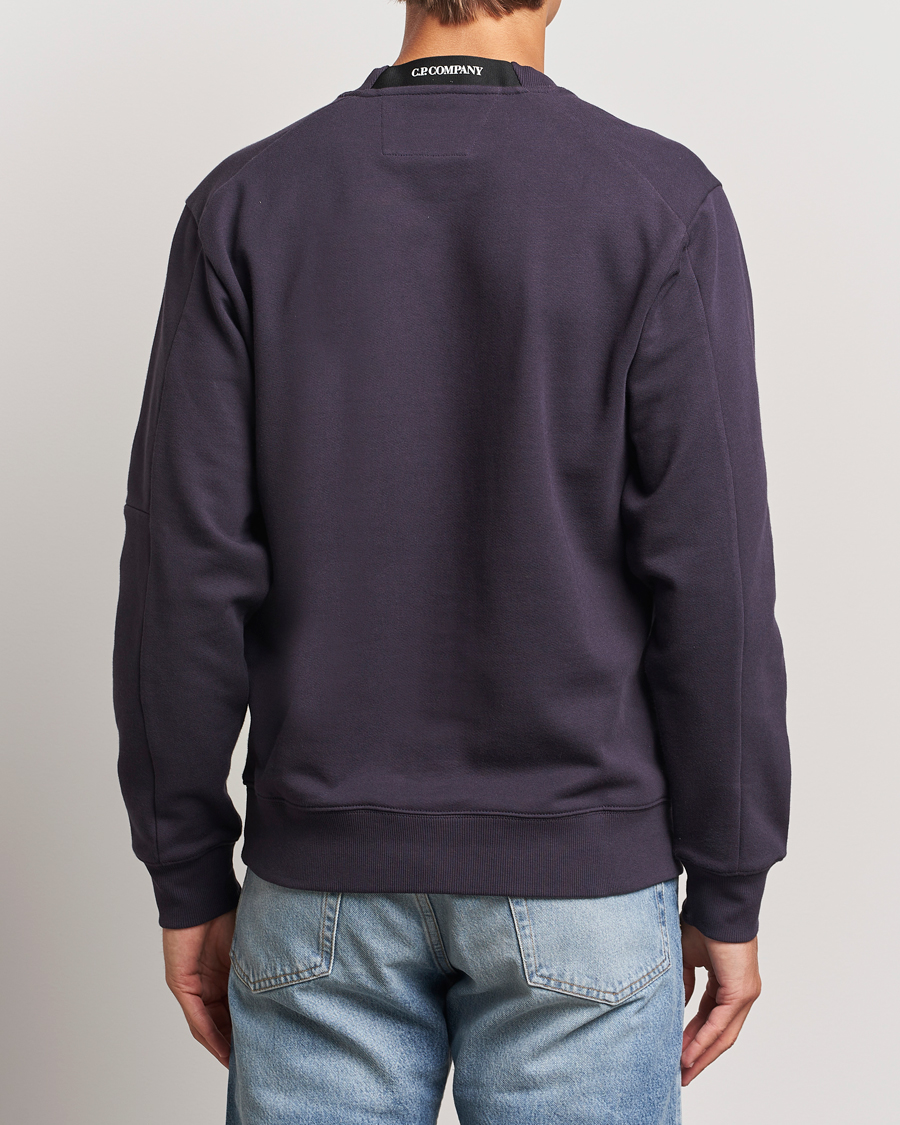 Homme | Pulls Et Tricots | C.P. Company | Diagonal Raised Fleece Lens Sweatshirt Washed Navy