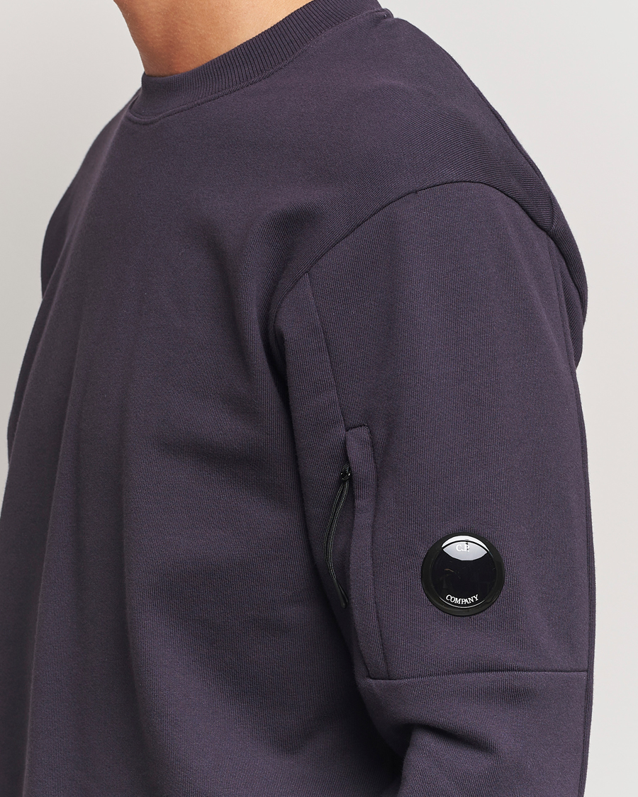 Homme | Pulls Et Tricots | C.P. Company | Diagonal Raised Fleece Lens Sweatshirt Washed Navy