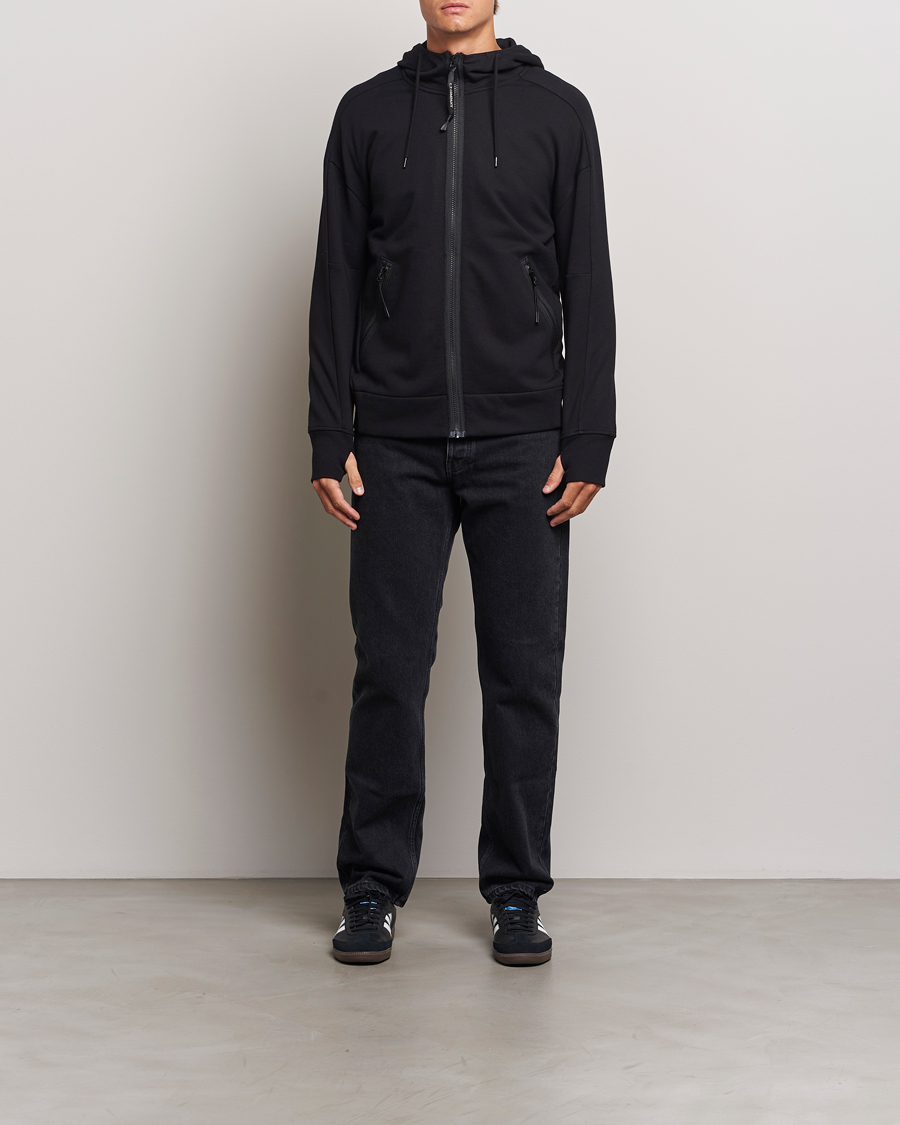 Homme | Pulls Et Tricots | C.P. Company | Diagonal Raised Fleece Full Zip Goggle Hoodie Black