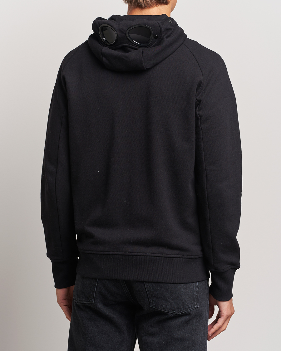 Homme | Pulls Et Tricots | C.P. Company | Diagonal Raised Fleece Full Zip Goggle Hoodie Black