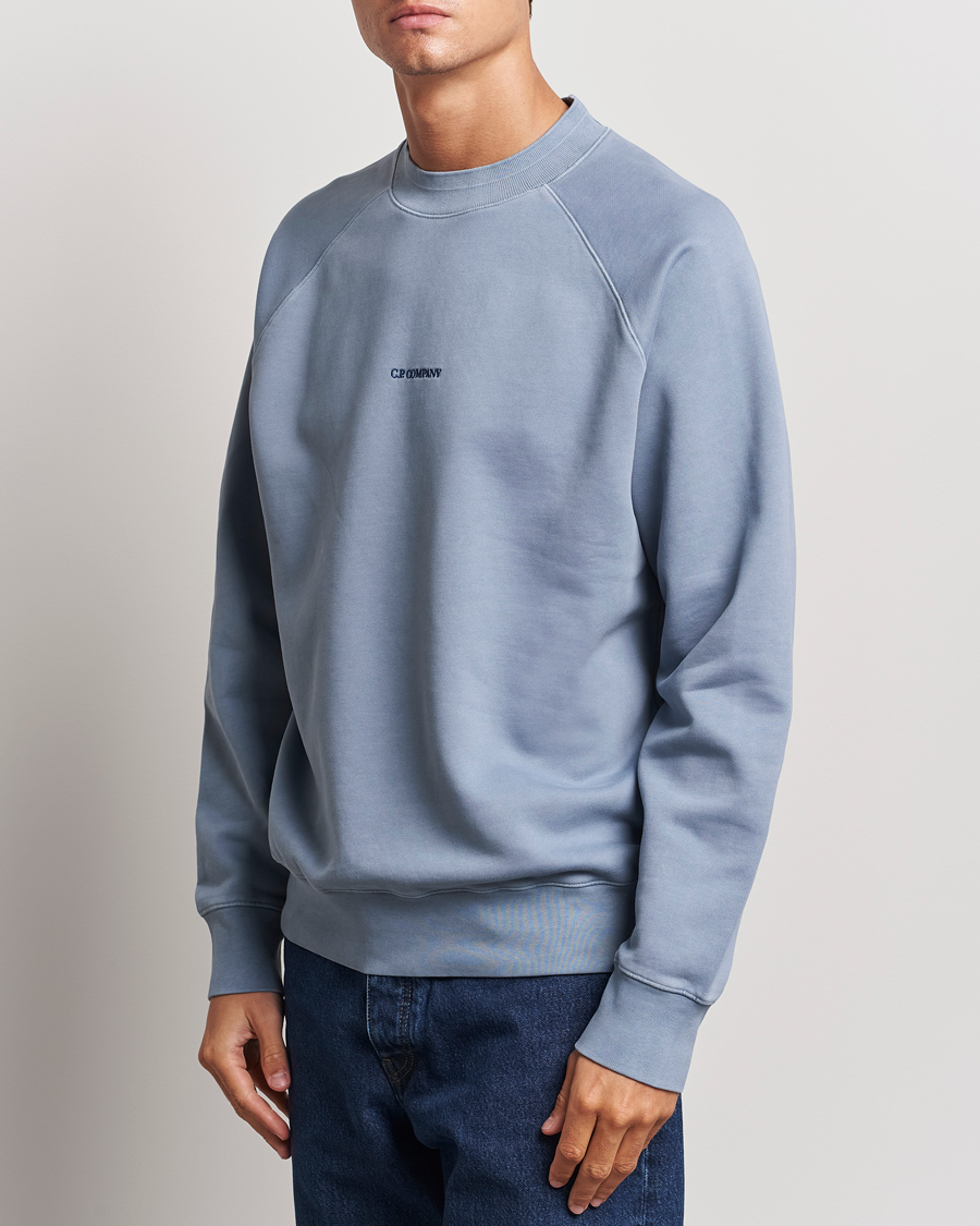 Homme | Pulls Et Tricots | C.P. Company | Brushed Emerized Fleece Sweatshirt Light Blue
