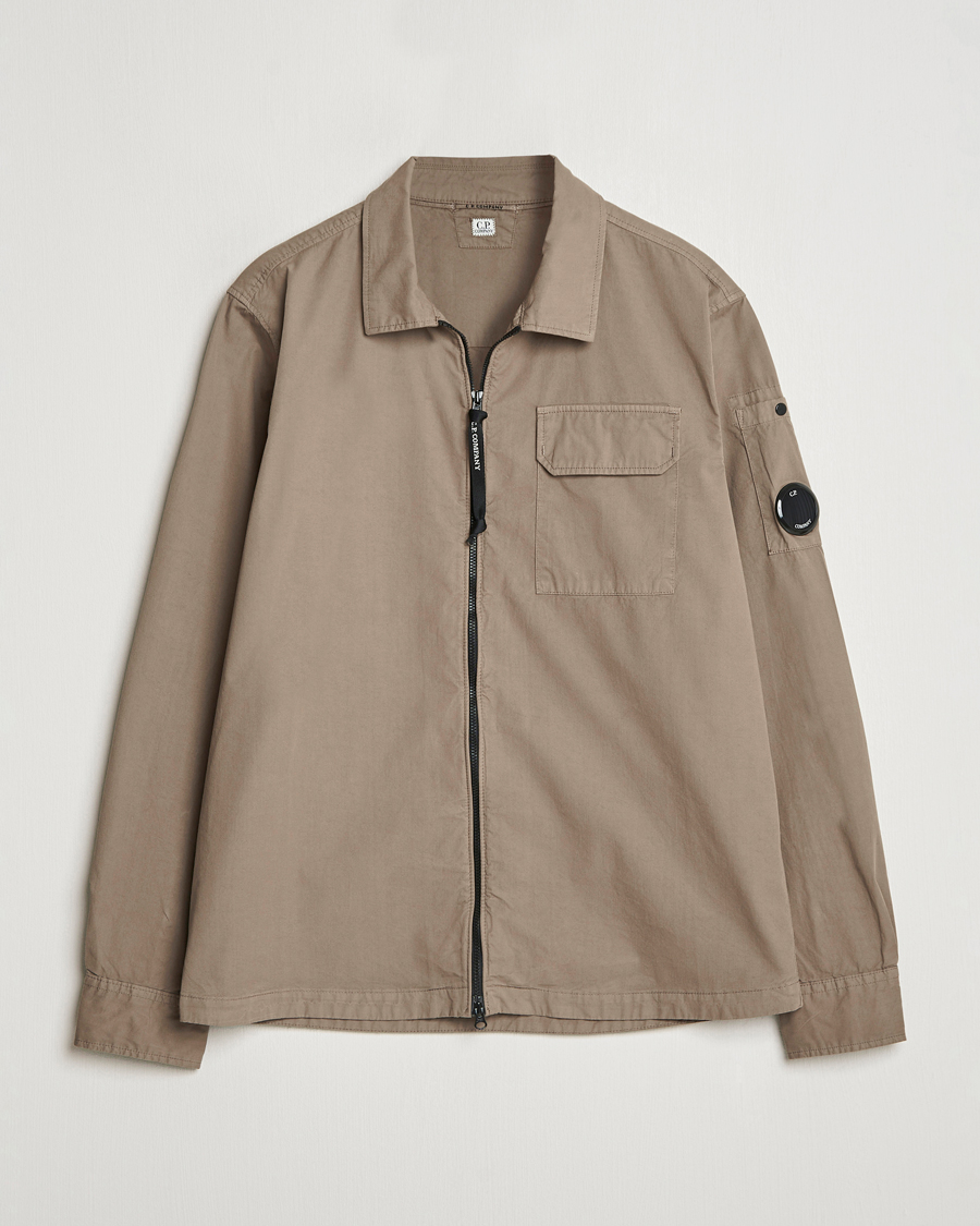 Homme | Chemises | C.P. Company | Organic Cotton Gabardine Zip Overshirt Taupe