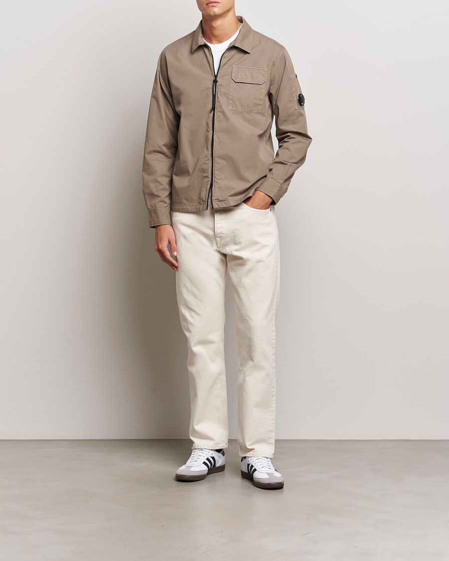 Homme | Chemises | C.P. Company | Organic Cotton Gabardine Zip Overshirt Taupe