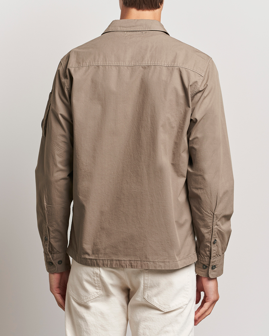 Homme | Chemises | C.P. Company | Organic Cotton Gabardine Zip Overshirt Taupe