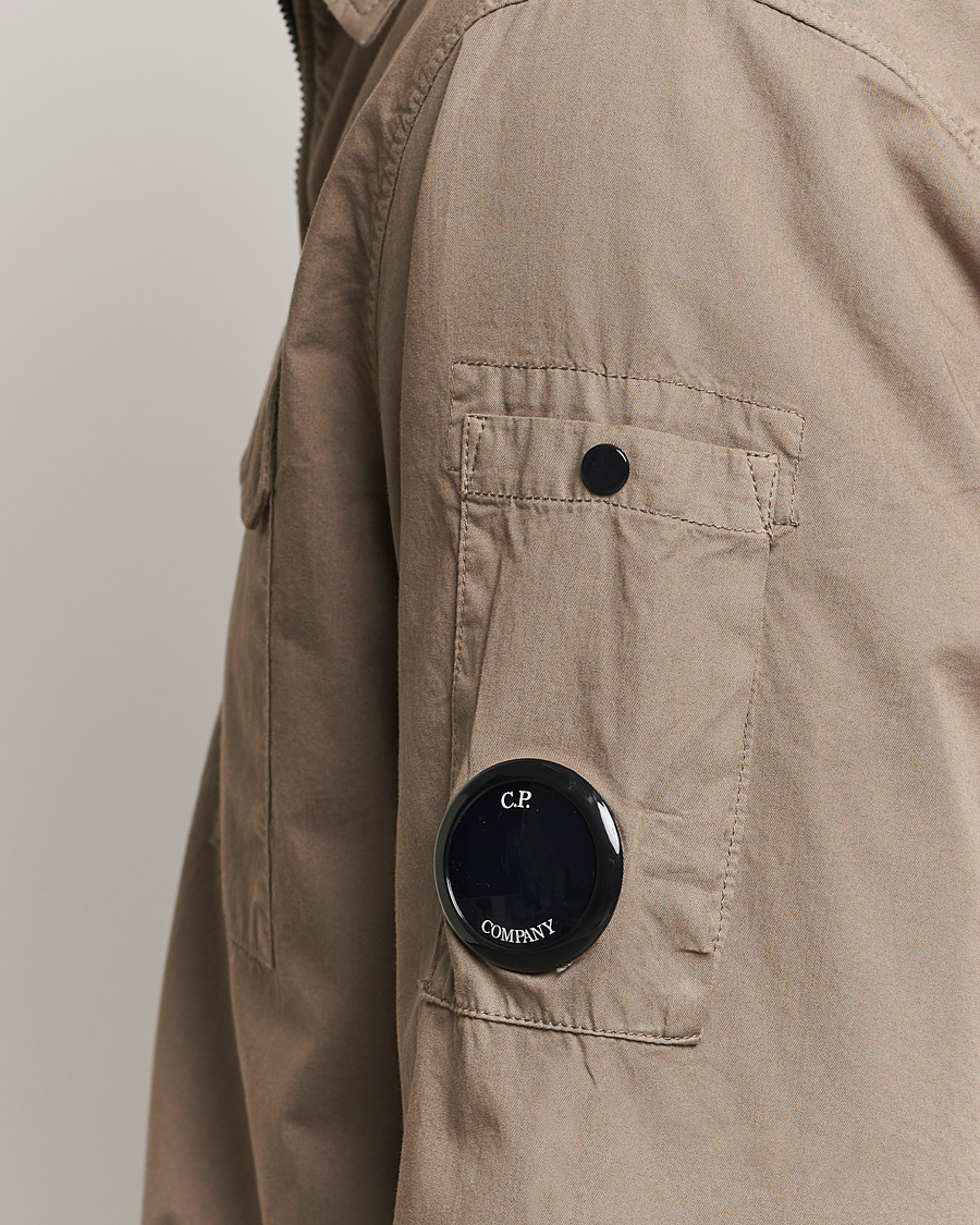 Homme | Chemises | C.P. Company | Organic Cotton Gabardine Zip Overshirt Taupe