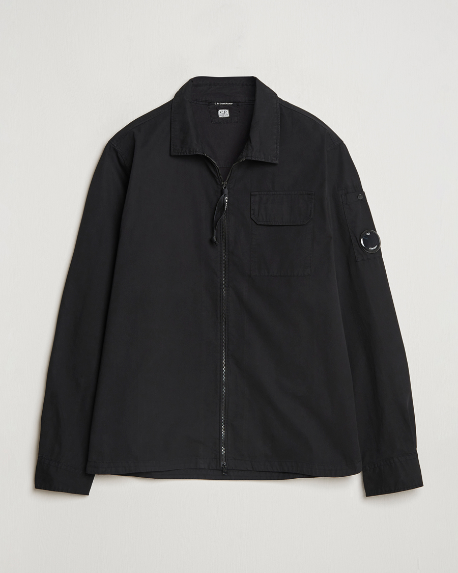 Homme | Chemises | C.P. Company | Garment Dyed Gabardine Zip Shirt Jacket Black
