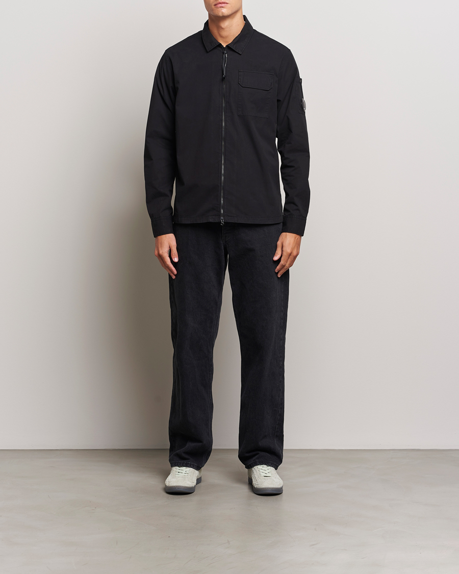Homme | Chemises | C.P. Company | Garment Dyed Gabardine Zip Shirt Jacket Black
