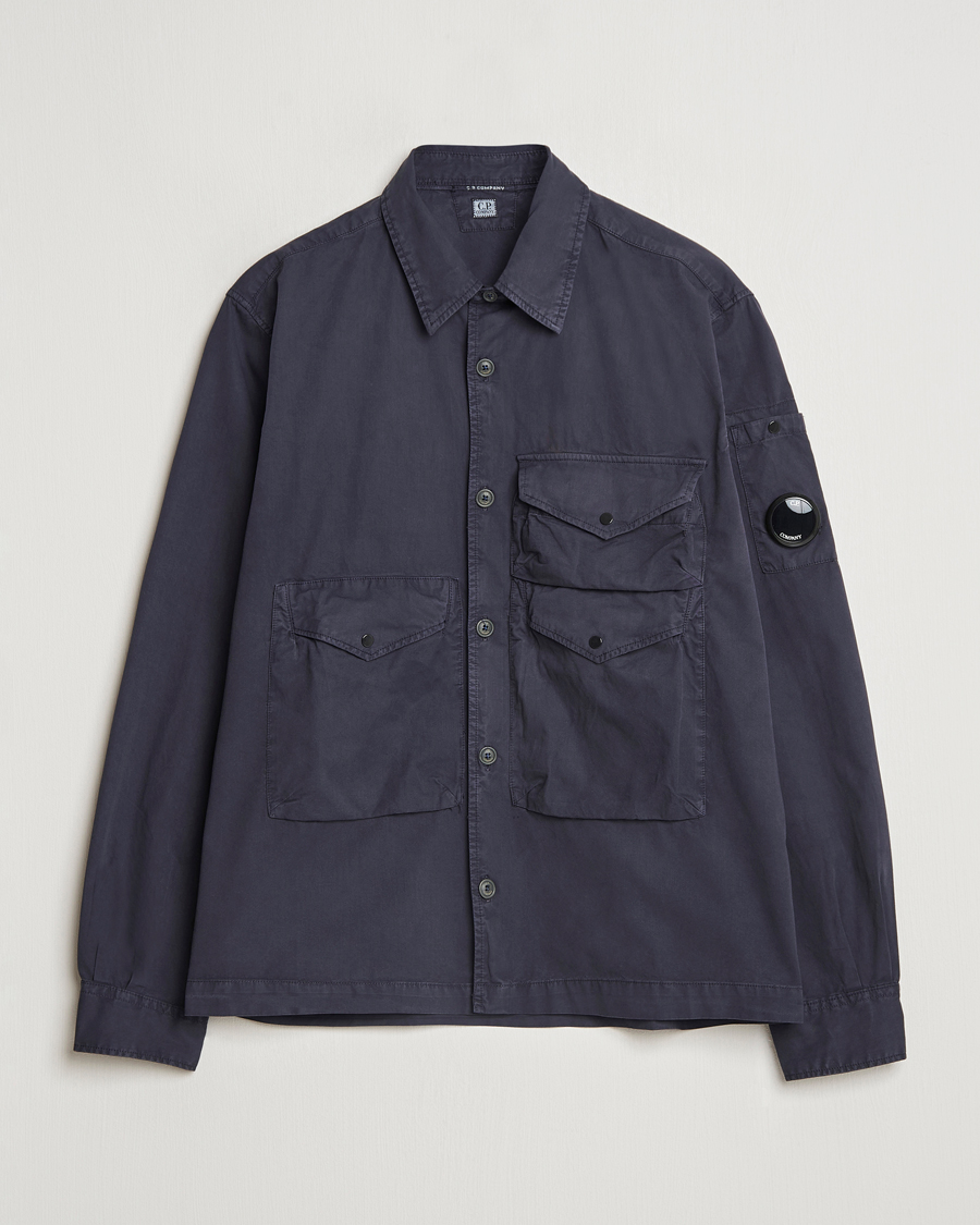 Homme | Chemises | C.P. Company | Organic Cotton Gabardine Pocket Overshirt Washed Blue
