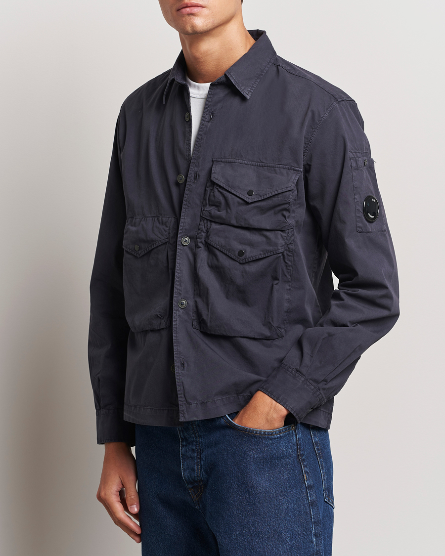 Homme | Chemises | C.P. Company | Organic Cotton Gabardine Pocket Overshirt Washed Blue