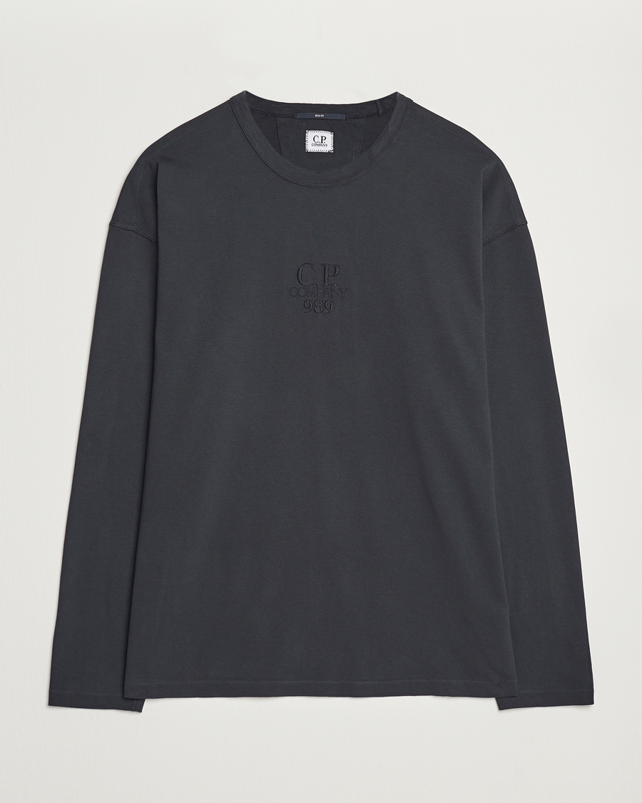 Homme | T-shirts | C.P. Company | Box Fit Tonal Logo Long Sleeve T-shirt Washed Black