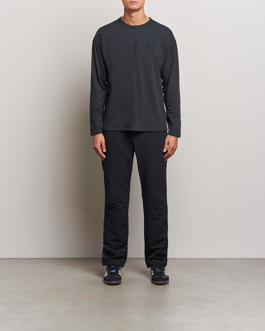 Homme | T-shirts | C.P. Company | Box Fit Tonal Logo Long Sleeve T-shirt Washed Black