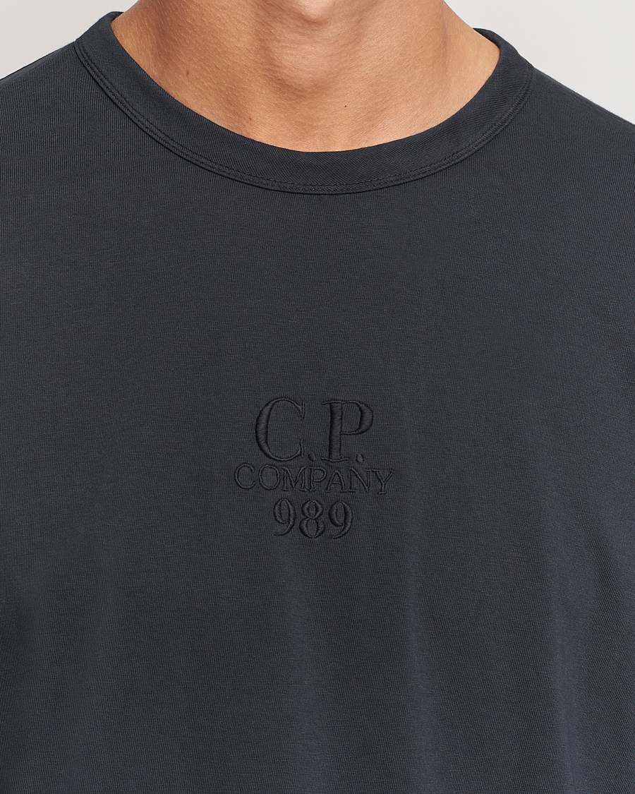 Homme | T-shirts | C.P. Company | Box Fit Tonal Logo Long Sleeve T-shirt Washed Black