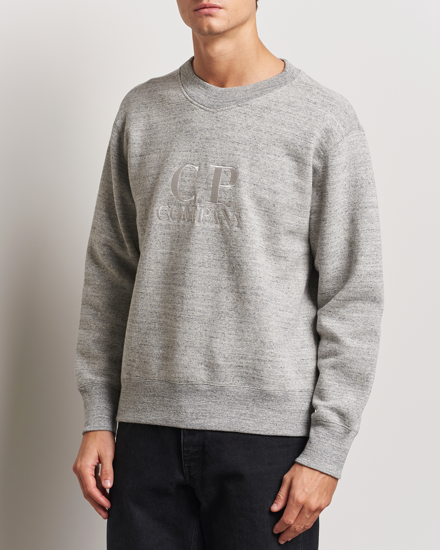 Homme | Pulls Et Tricots | C.P. Company | Japanese Fleece Logo Sweatshirt Grey Melange