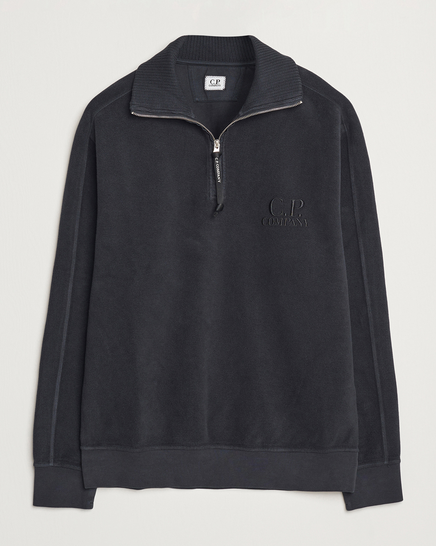 Homme | Pulls Et Tricots | C.P. Company | Brushed Diagonal Fleece Half Zip Grey Black